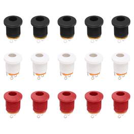 Unique Bargains - 15pcs DC5521 5.5x2.1mm 30V 0.5A 3Pin Female Jack with Dust Plug for Guitar/Car Audio/Power Supply - Black, Red, White
