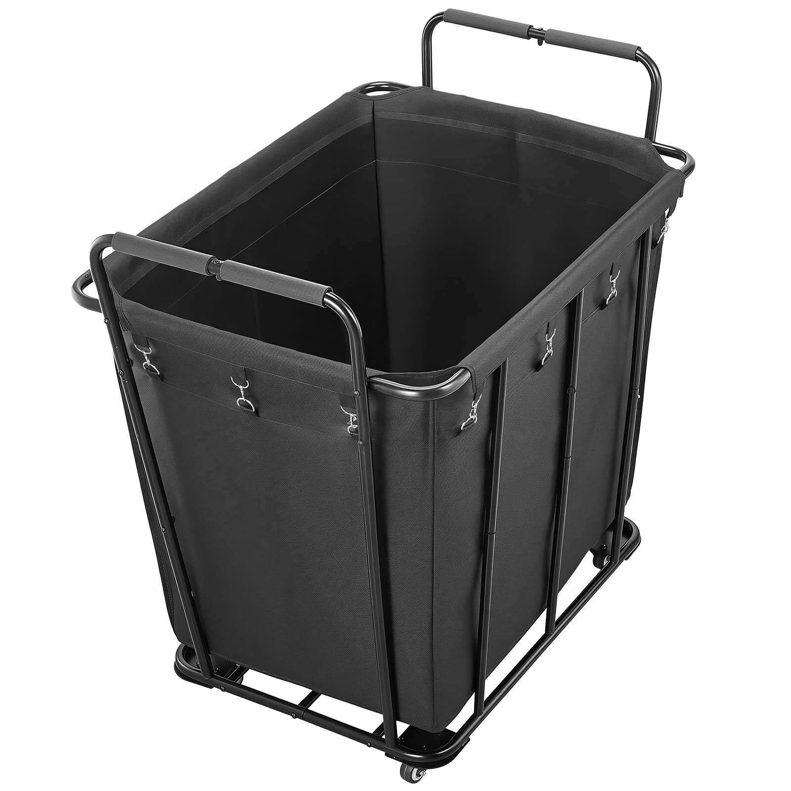 Alt View 5. VEVOR - Laundry Cart, Rolling Grocery Utility Cart with Waterproof Liner & Swivel Wheels, 260 LBS Large Load Capacity - Black.
