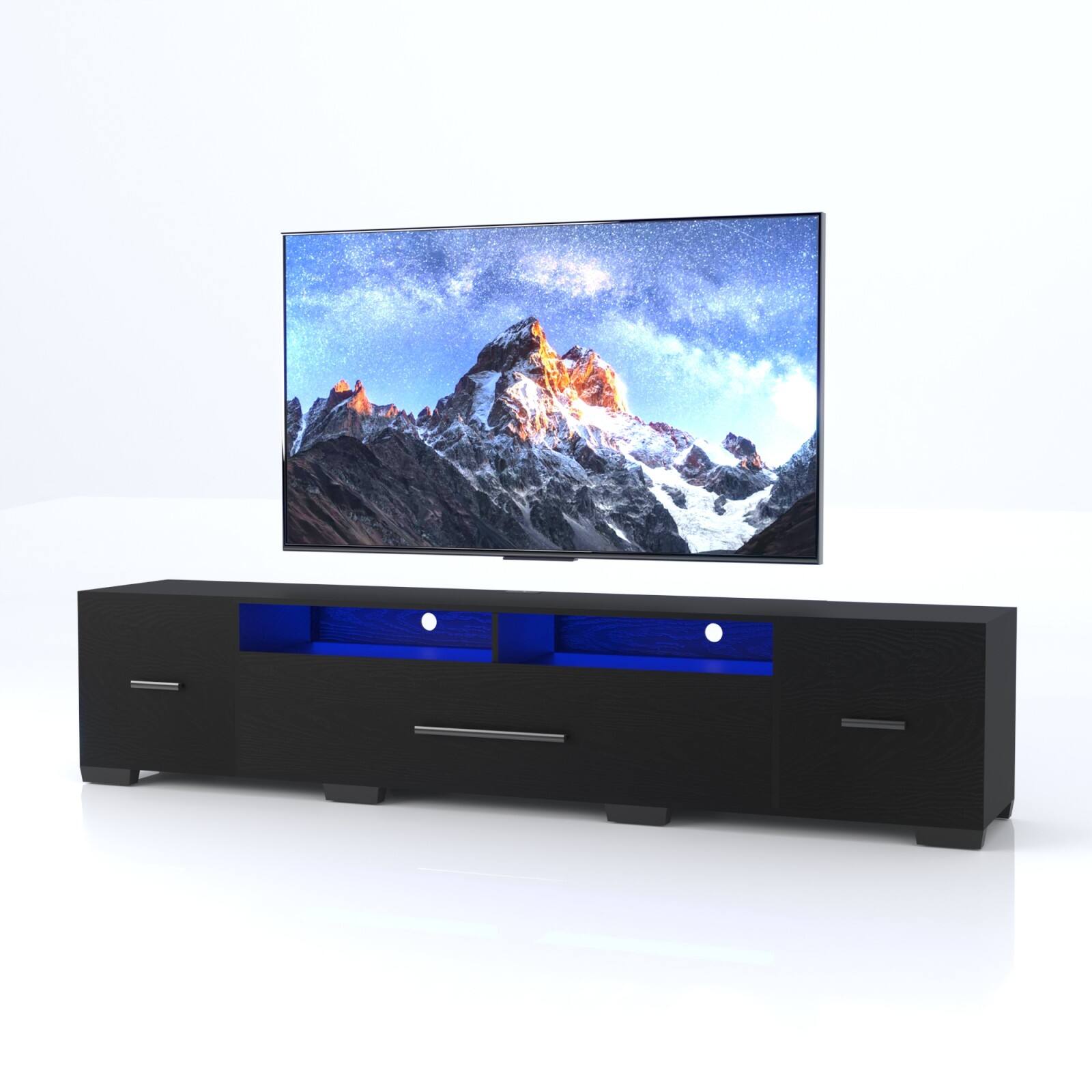 Front. Ecooso - TV Console，Storage Cabinets, Remote, APP Control Long LED TV Stand, 31 Modes Changing Lights，Power Cord，for 80 inches TV - Black.