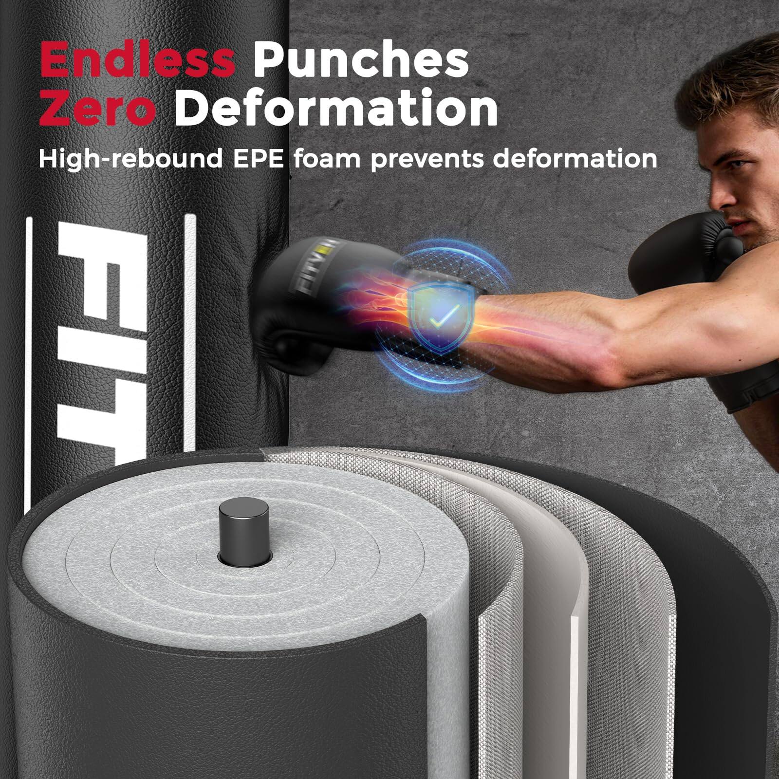 Endless Punches  
Zero Deformation  
High-rebound EPE foam prevents deformation