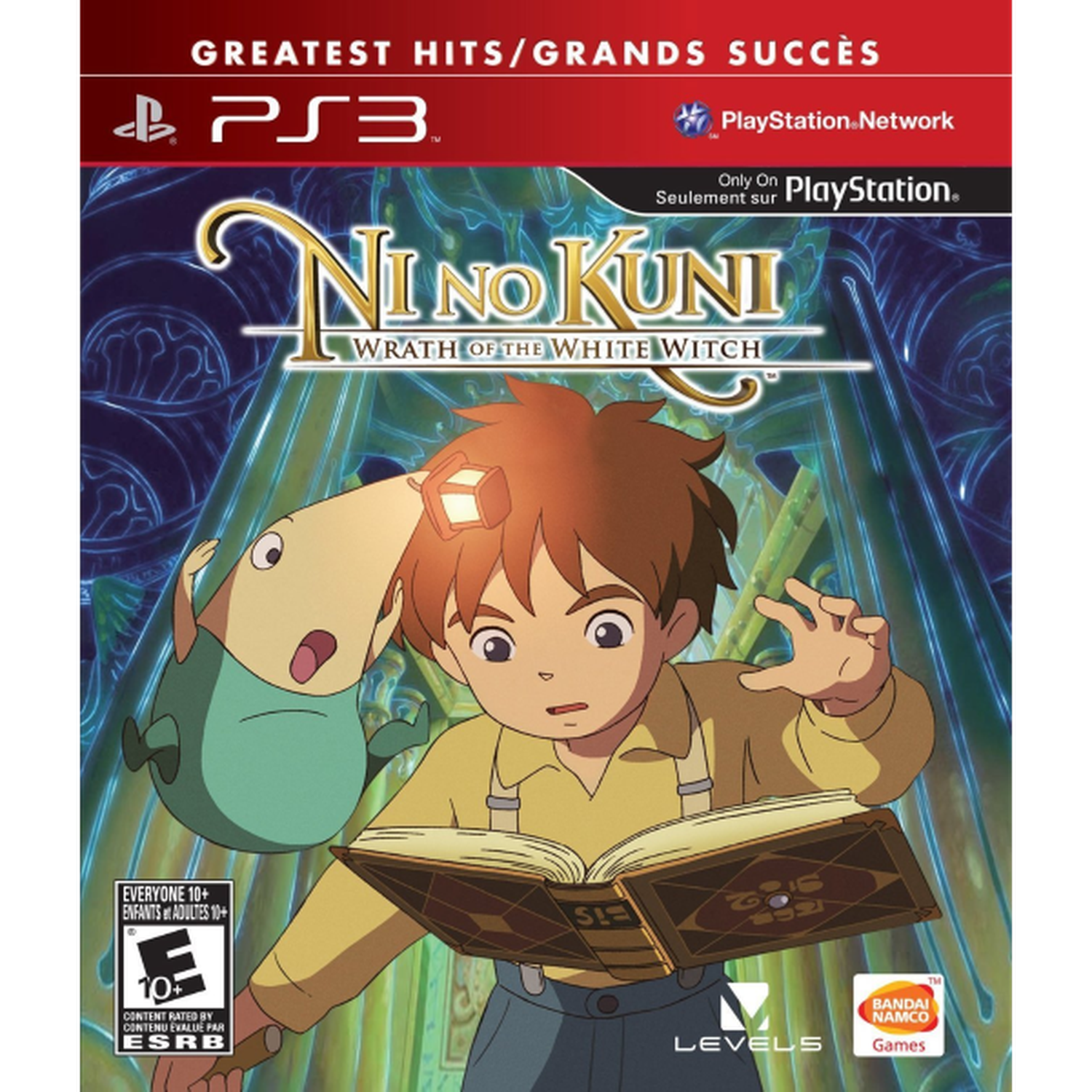 GREATEST HITS/GRANDS SUCCÈS PS3  
PlayStation.Network  
Only On Seulement sur PlayStation.  
Ni no Kuni: Wrath of the White Witch  
EVERYONE 10+ ENFANTS ADULTES 10+  
CONTENT BATED BY CONTENU ÉVALUÉ PAR ESRB  
TM BANDAI NAMCO LEVELS Games