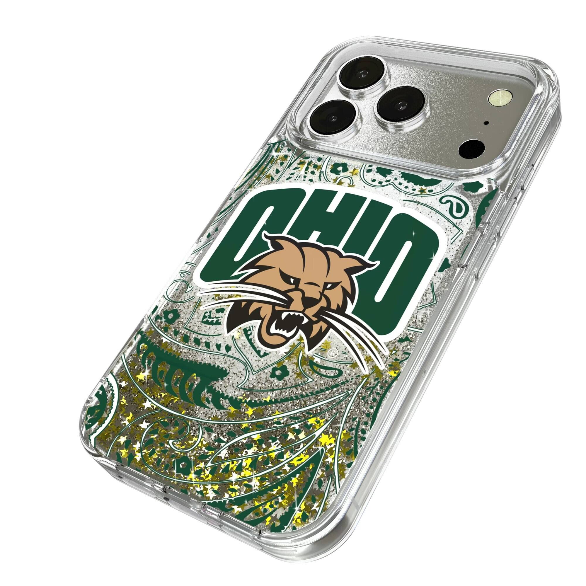 Alt View 1. Keyscaper - Ohio Bobcats iPhone Glitter Paisley Design Case - 15 Pro Max - Multicolor.