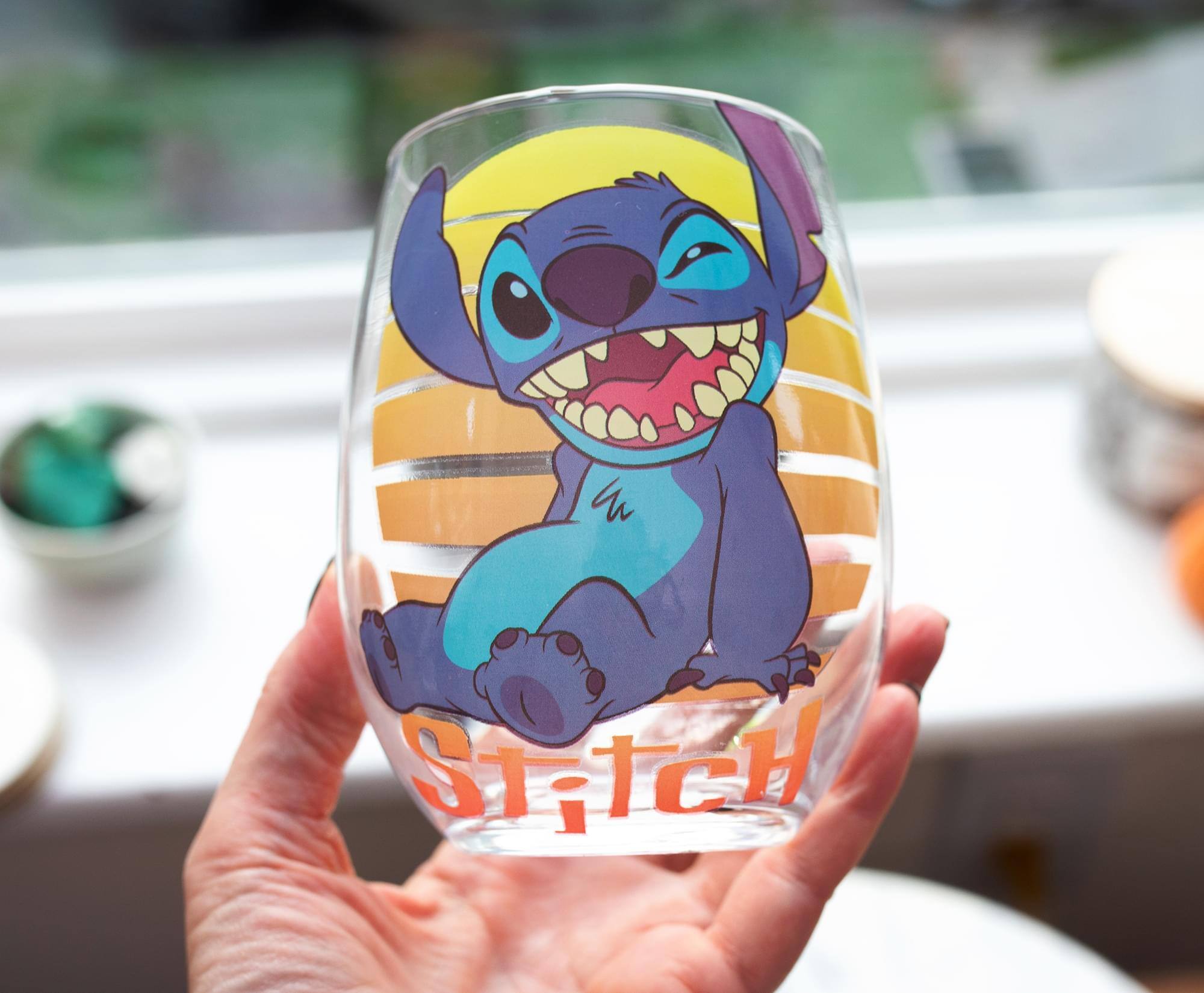 Alt View 1. Silver Buffalo - Disney Lilo & Stitch Stemless Wine Glass | Holds 20 Ounces - Blue.