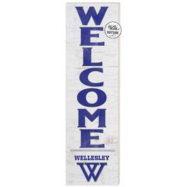 Jardine - Wellesley Blue 10'' x 35'' Indoor/Outdoor Welcome Sign - White