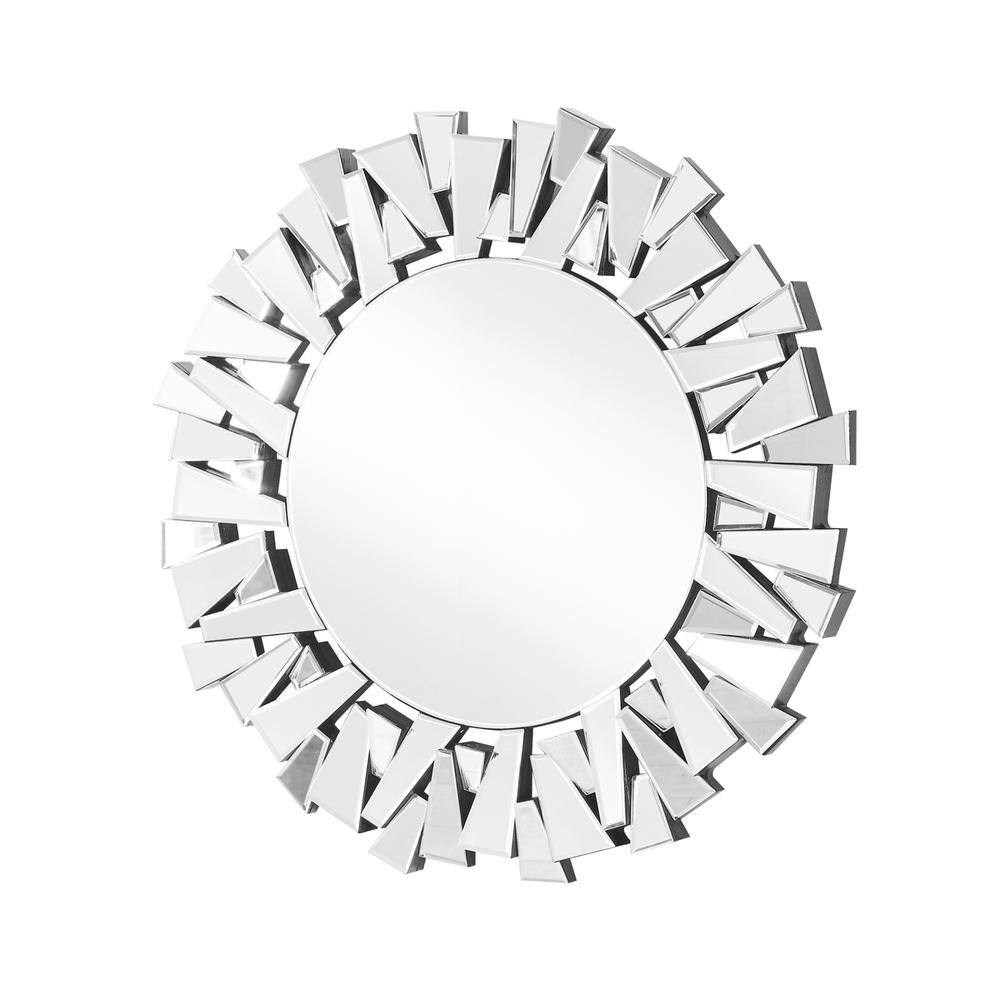 Back. Elegant Decor - Sparkle 39.5 in. Contemporary Round Mirror in Clear - Clear.
