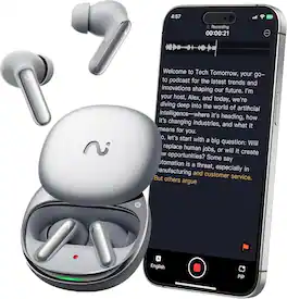 VIAIM - RecDot Voice Recorder Earbuds, AI meeting Assistant with Transcription - Silver