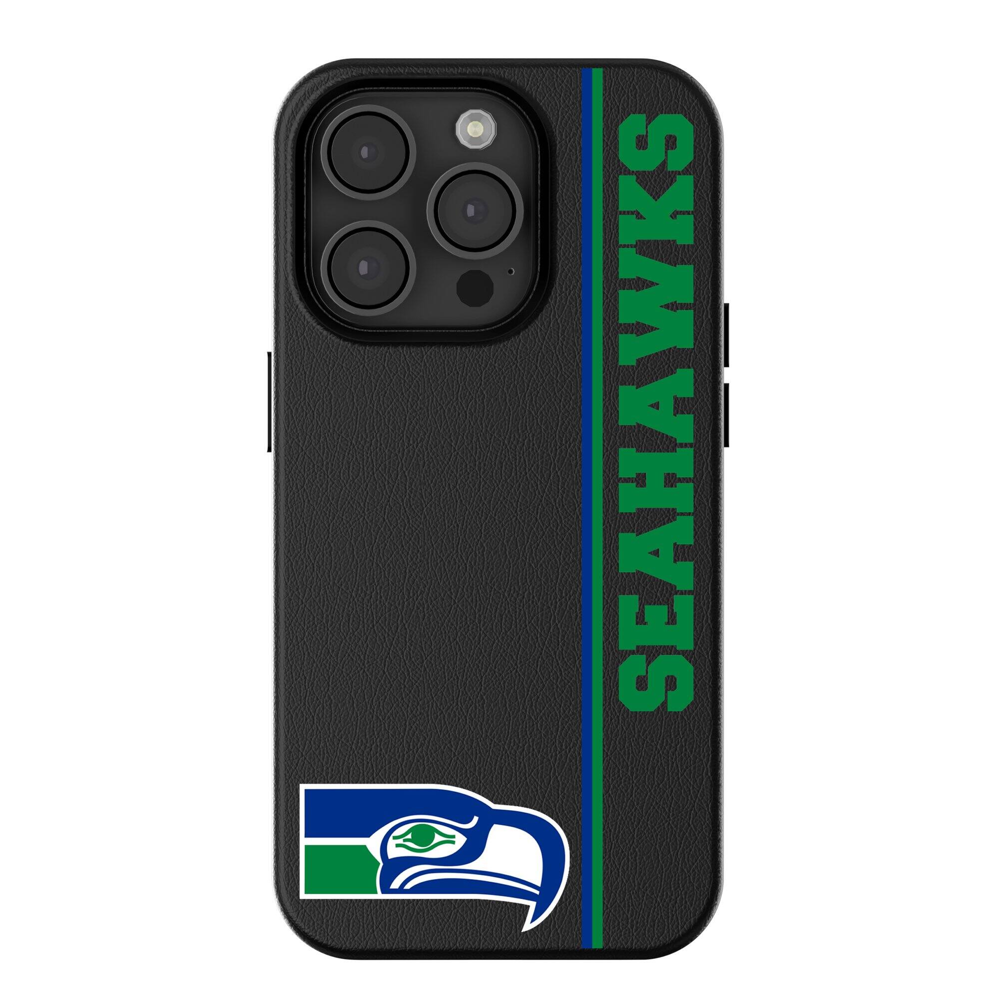 Front. Keyscaper - Seattle Seahawks Throwback Logo iPhone Magnetic Bump Case - 13 - Black.