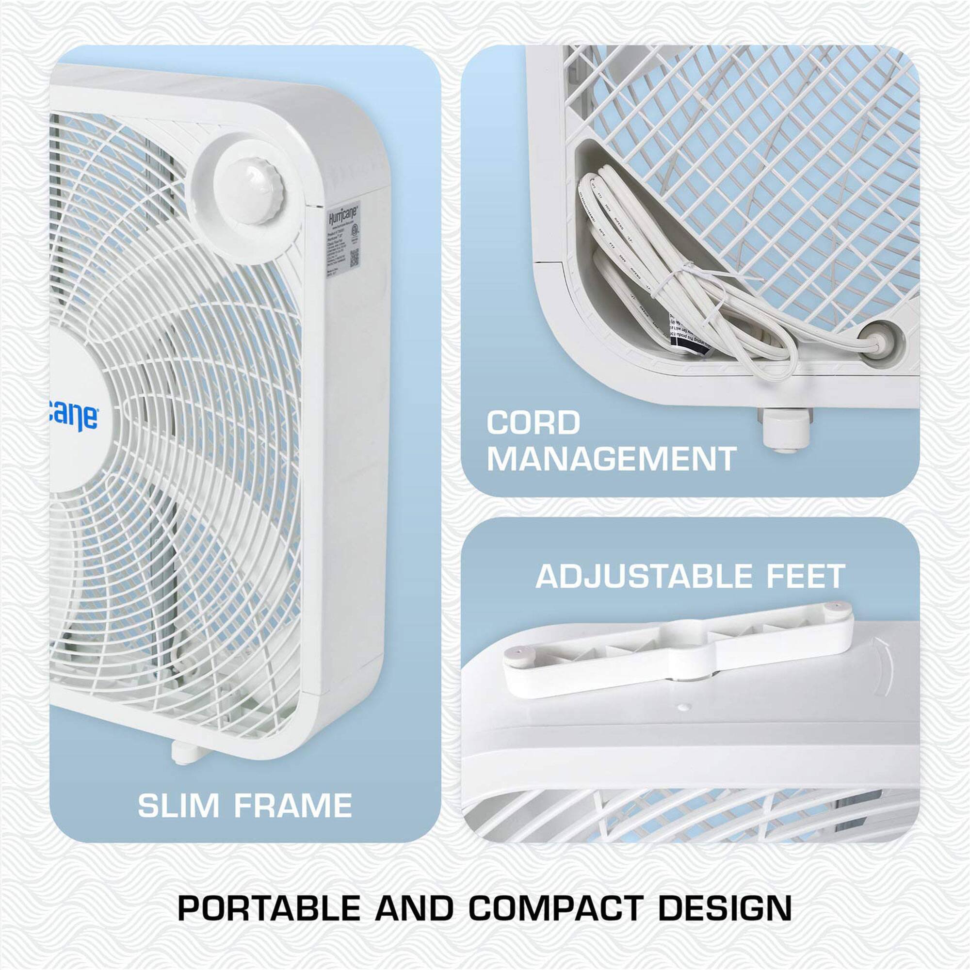 - Slim Frame
- Cord Management
- Adjustable Feet
- Portable and Compact Design