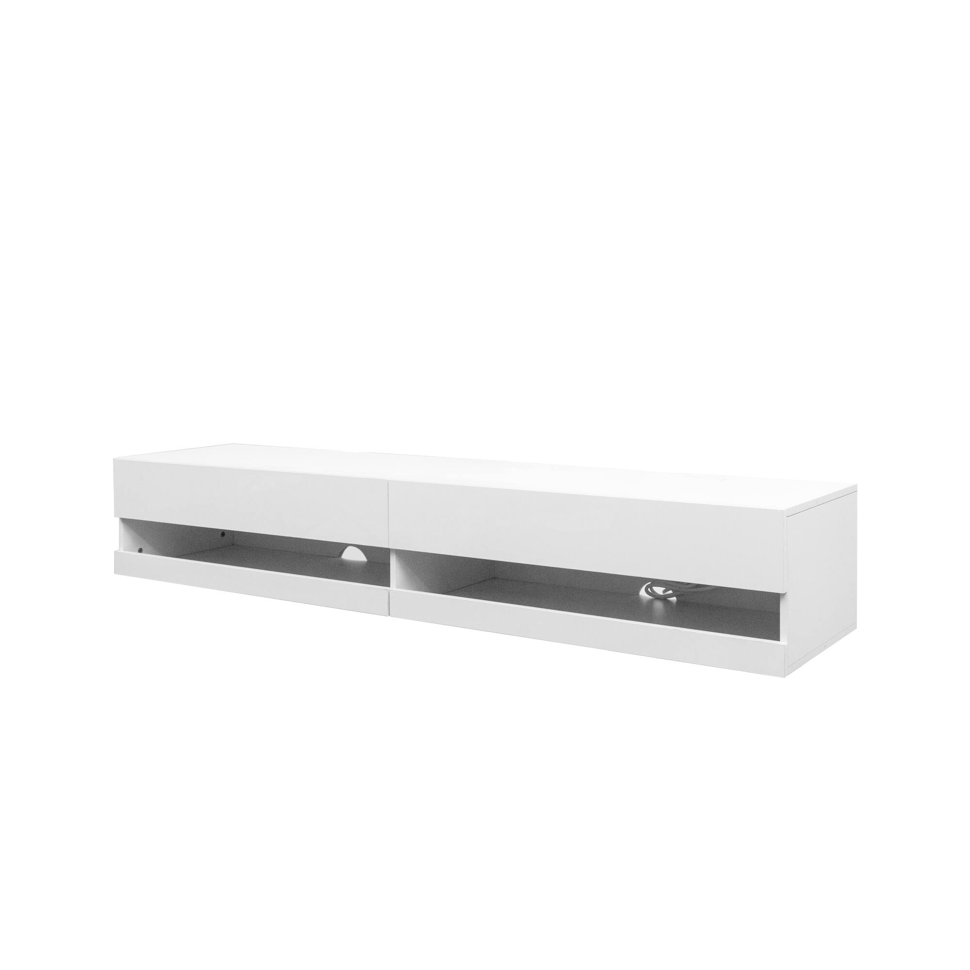 Alt View 6. GOODSILO - Wall Mounted Floating TV Stand with LED Lights and Charging Station - White.