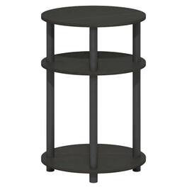 FurniFact - Espresso 3-Tier Oval Nightstand with Open Shelving Bedside Table - Espresso/Black