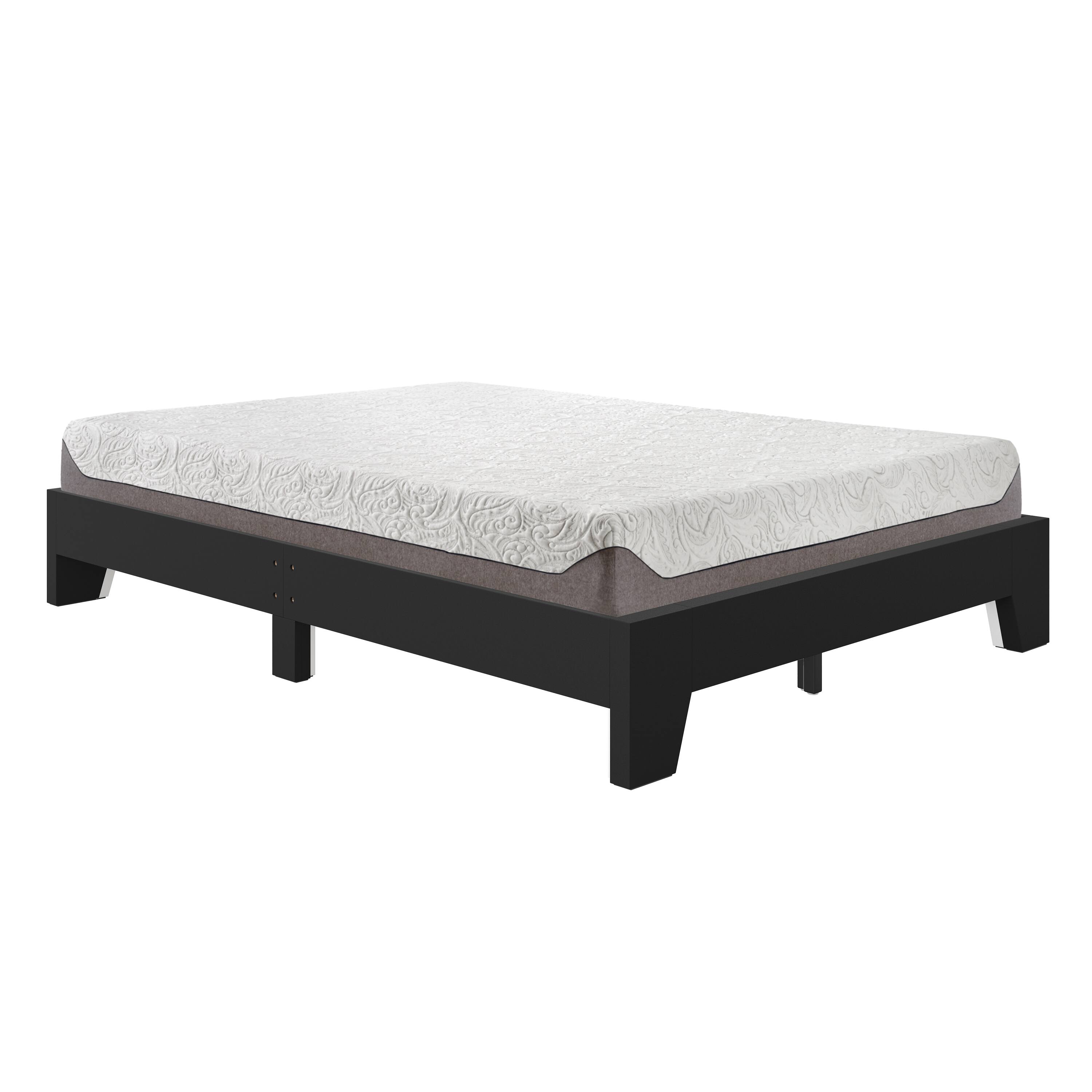 Alt View 2. Boyd Sleep - Lugano Platform Bed Frame - Solid Wooden Slat Support, No Box Spring Needed, Queen - BLACK.