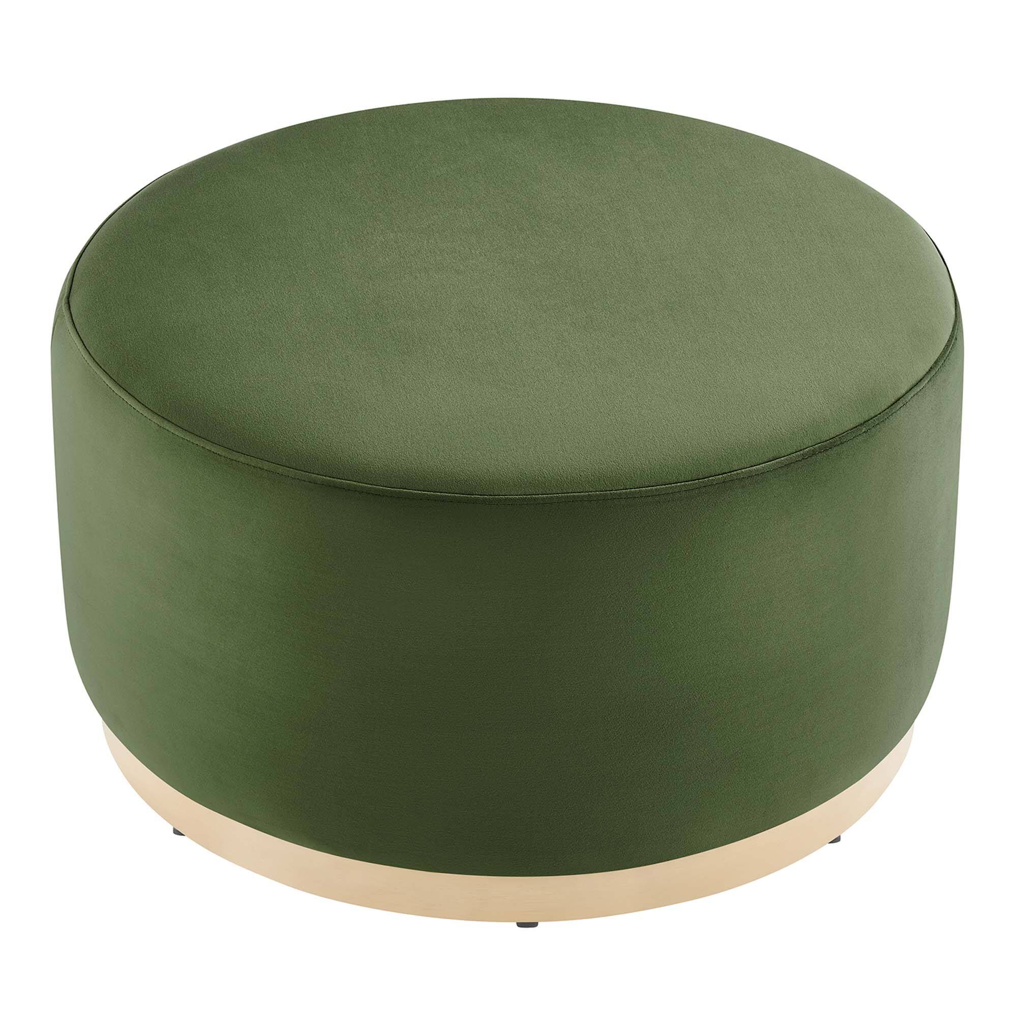 Alt View 2. Modway - Tilden Large 29" Round Performance Velvet Upholstered Ottoman by Modway - Moss Green Natural.