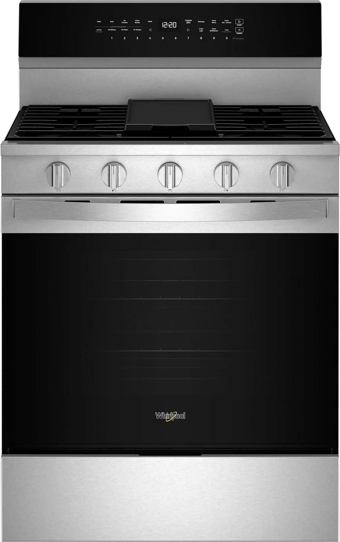 Whirlpool - 5.0 Cu. Ft. Freestanding Gas True Convection Range with Steam/Self Clean and Air Cooking Technology - Stainless Steel