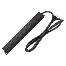 Dazzed Corner - Metal Wall Mount Power Strip, 6 FT Power Cord - Black