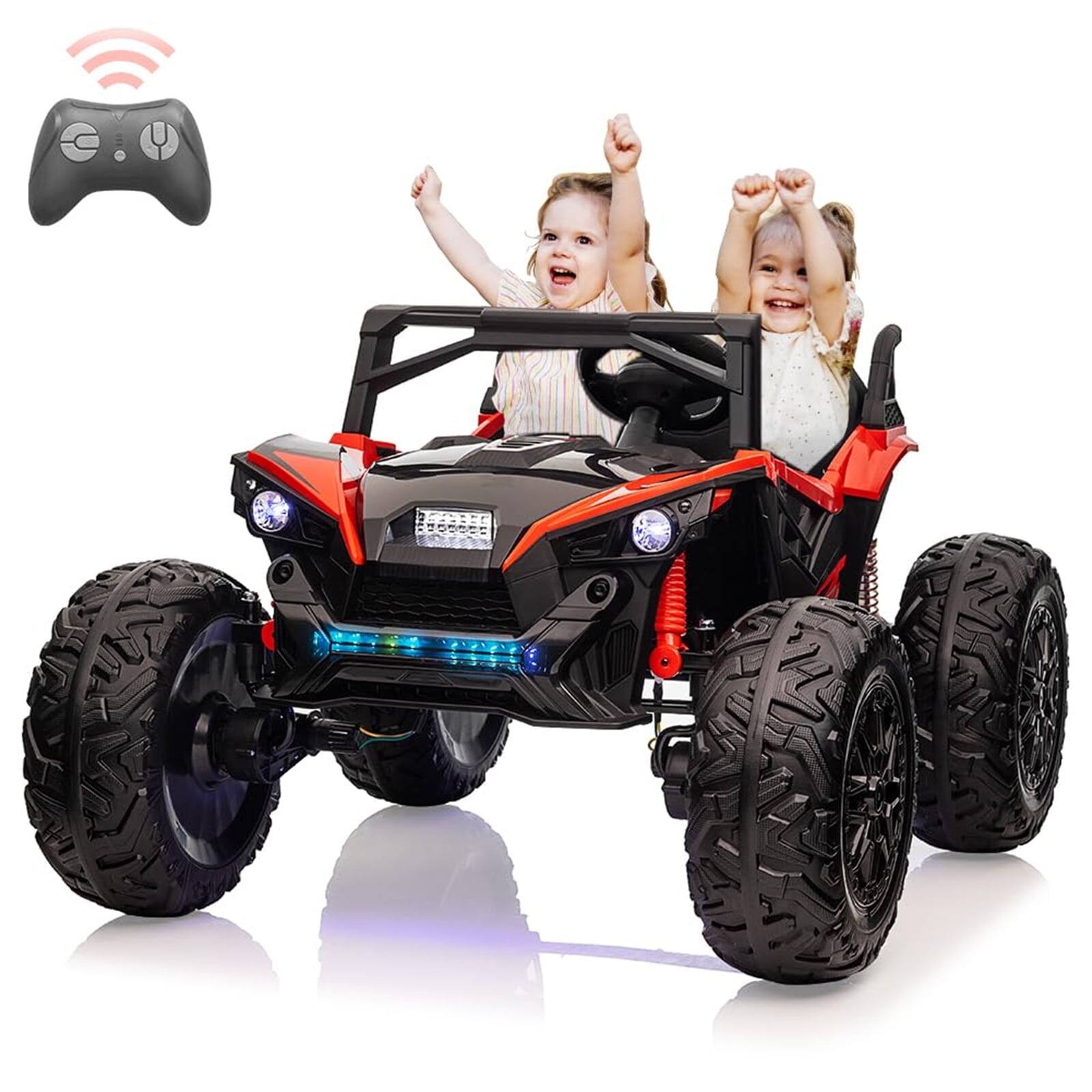 Front. GARVEE - 24V 2-Seater Kids Electric UTV, 4WD, Remote Control, Metal Suspension, Ideal Gift for Big Kids - Red.