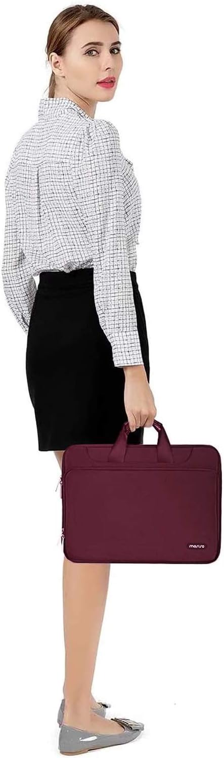 Alt View 1. mosiso - 360 Protective Laptop Bag 15.6 inch,Computer Carrying Case with Shoulder Strap for MacBook Air Pro 15 16 HP Dell Asus - Wine Red.