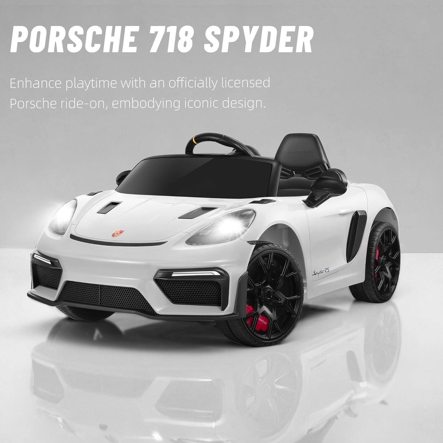 PORSCHE 718 SPYDER  
Enhance playtime with an officially licensed Porsche ride-on, embodying iconic design.