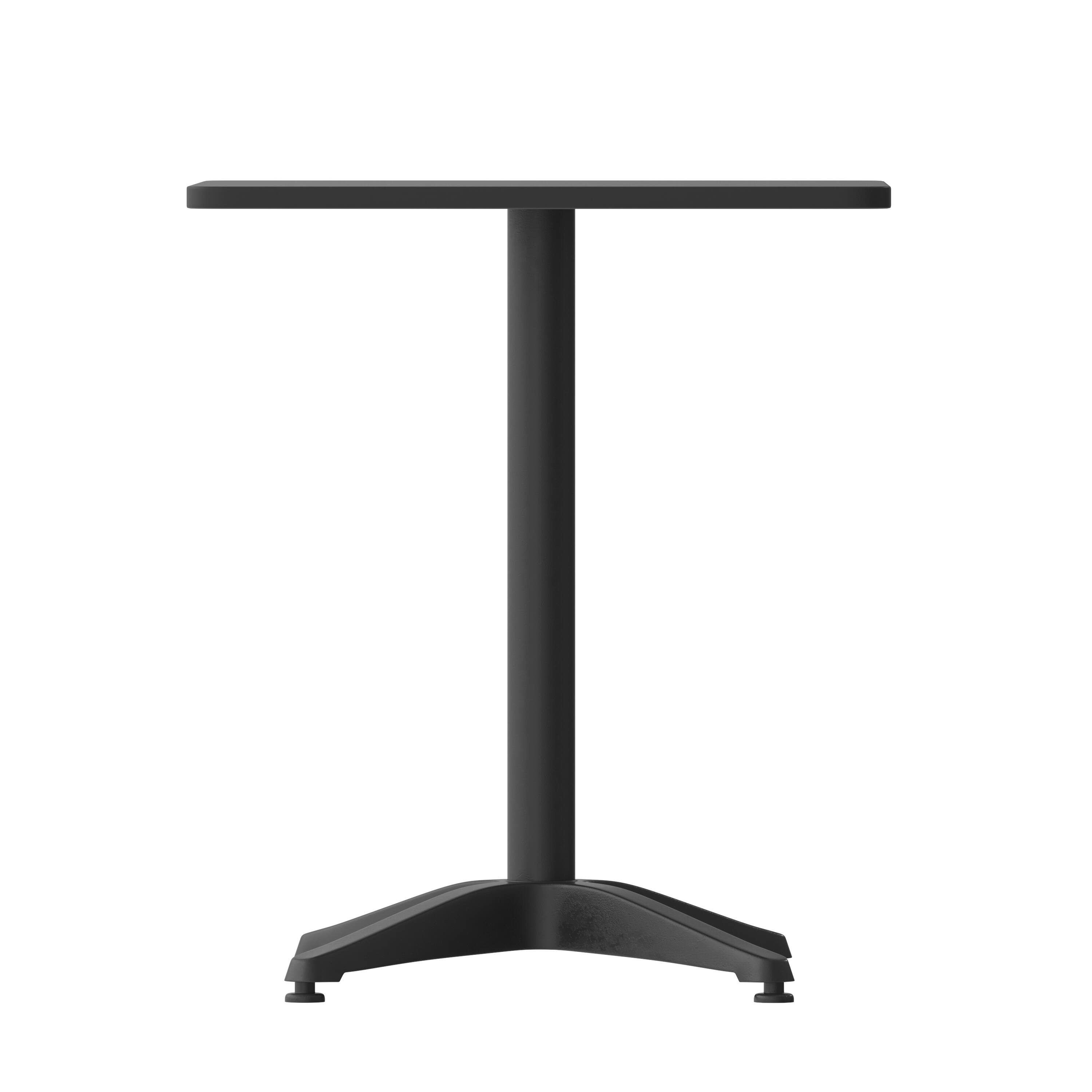 Left. Flash Furniture - Mellie 23.5'' Black Square Metal Indoor-Outdoor Table with Base - Black.
