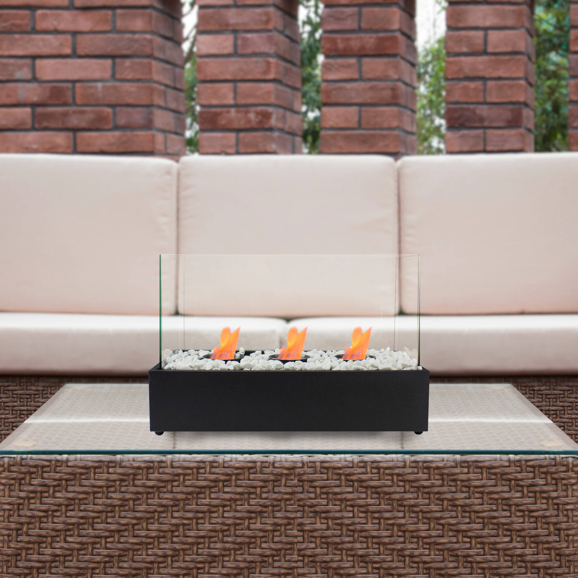 Alt View 1. Northlight - Bio Ethanol Ventless Portable Triple Fireplace with Flame Guard - 17.75" - Black - Black.