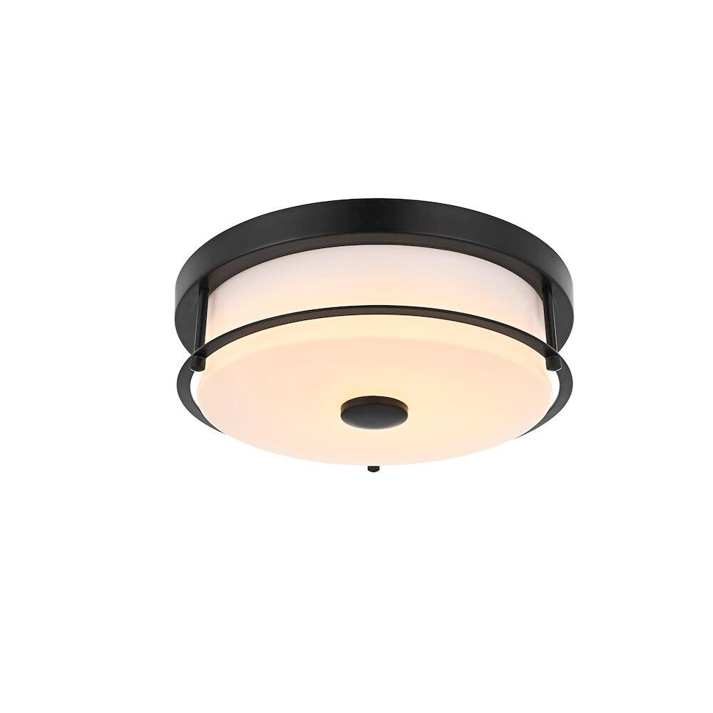 Left. Living District - Kolson 12 Inch Led Flush Mount Ceiling Light In Black - Black.