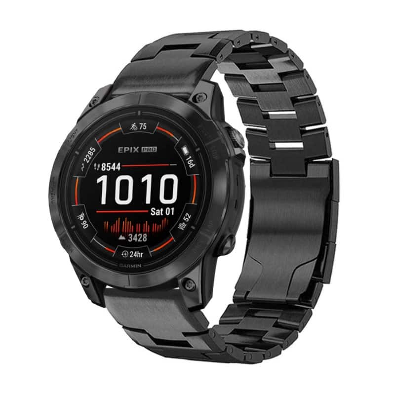 Photos - Smartwatches Titanium StrapsCo - Vented  Bracelet QuickFit 22 Metal Watch Band Strap For Garmin Epix Pro – 47mm - Black ep.g.m14.mb-22 