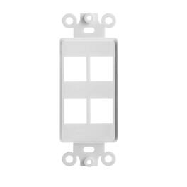 Cmple.com - 4 Port Decorator Keystone Wall Plate Insert Single Gang for RJ45 HDMI Coax & Audio - White