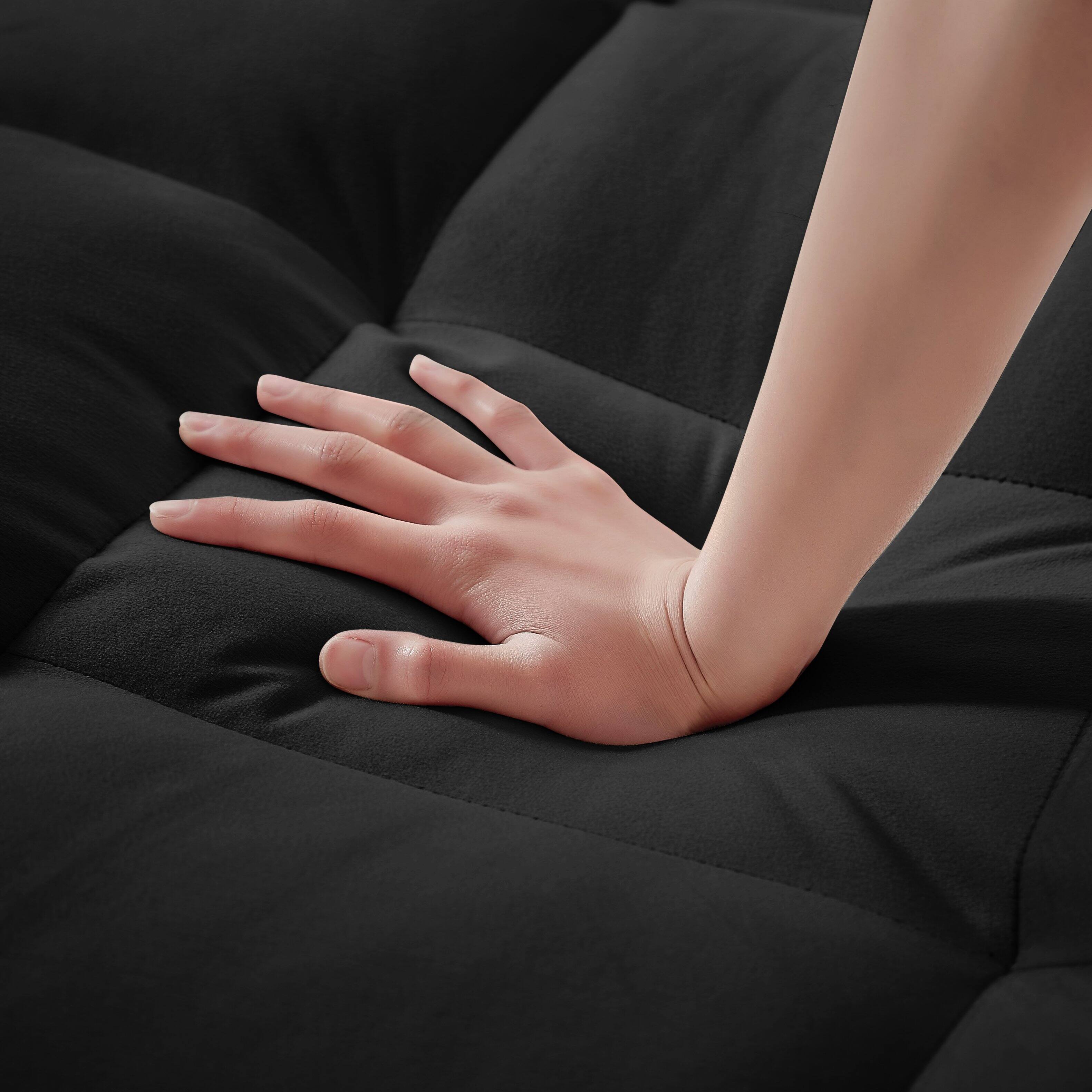 Alt View 2. APRILSOUL - 3 in 1 Sofa Bed Convertible Sleeper Chair Adjustable Pull Out Multi Pockets Folding Living Room Bedroom Small Space - Black.