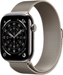 Apple Watch Series 11 (GPS+Cellular) 46mm Titanium Case with Natural Milanese Loop - S/M - Natural - (2025) - Front_Zoom