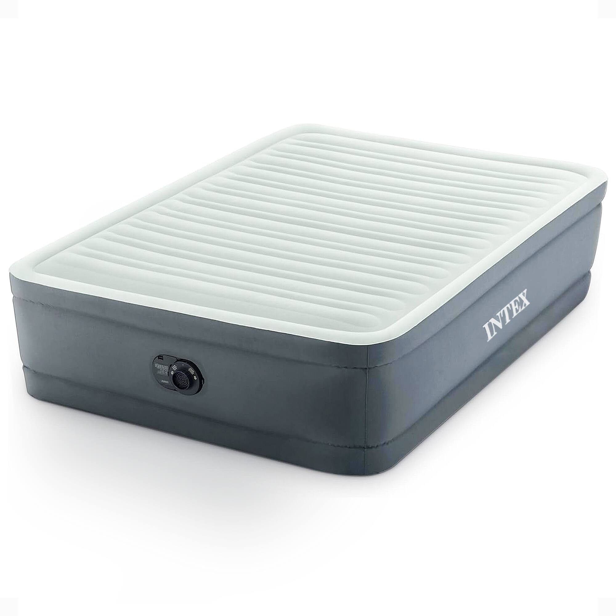 Front. Intex - Intex PremAire I Fiber-Tech Elevated Air Mattress Bed with Built-In Pump, Full - Gray.