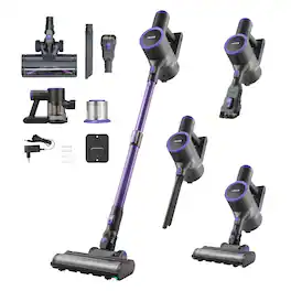 VEVOR - Cordless Vacuum Cleaner, 25KPA Max Powerful Suction, Rechargeable Anti-Tangle Stick Vacuum with Dust Cup - Purple + black