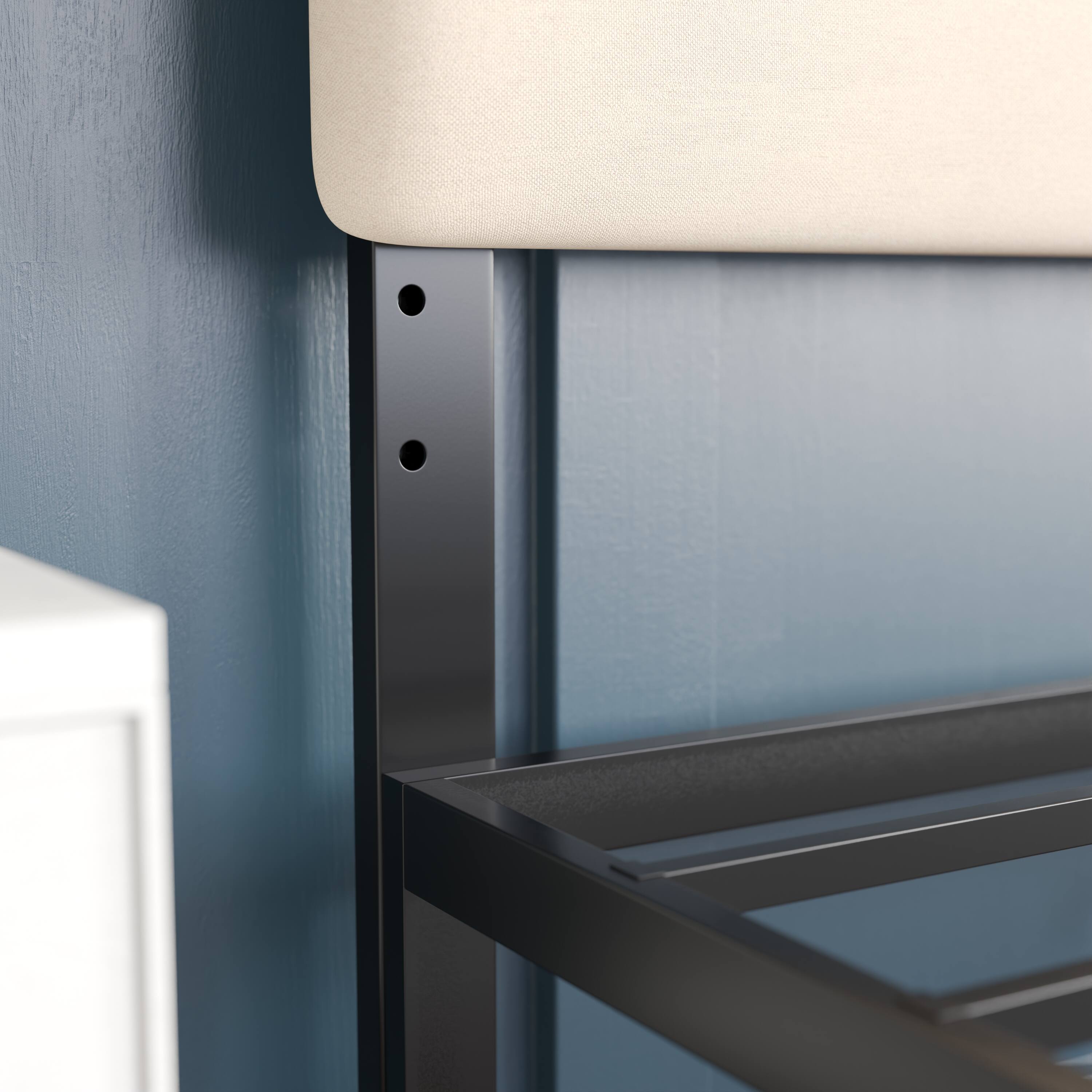 Alt View 4. Emma + Oliver - Gannon Modern Upholstered Headboard with Horizontal Line Stitching and Adjustable Height Rails - Cream.