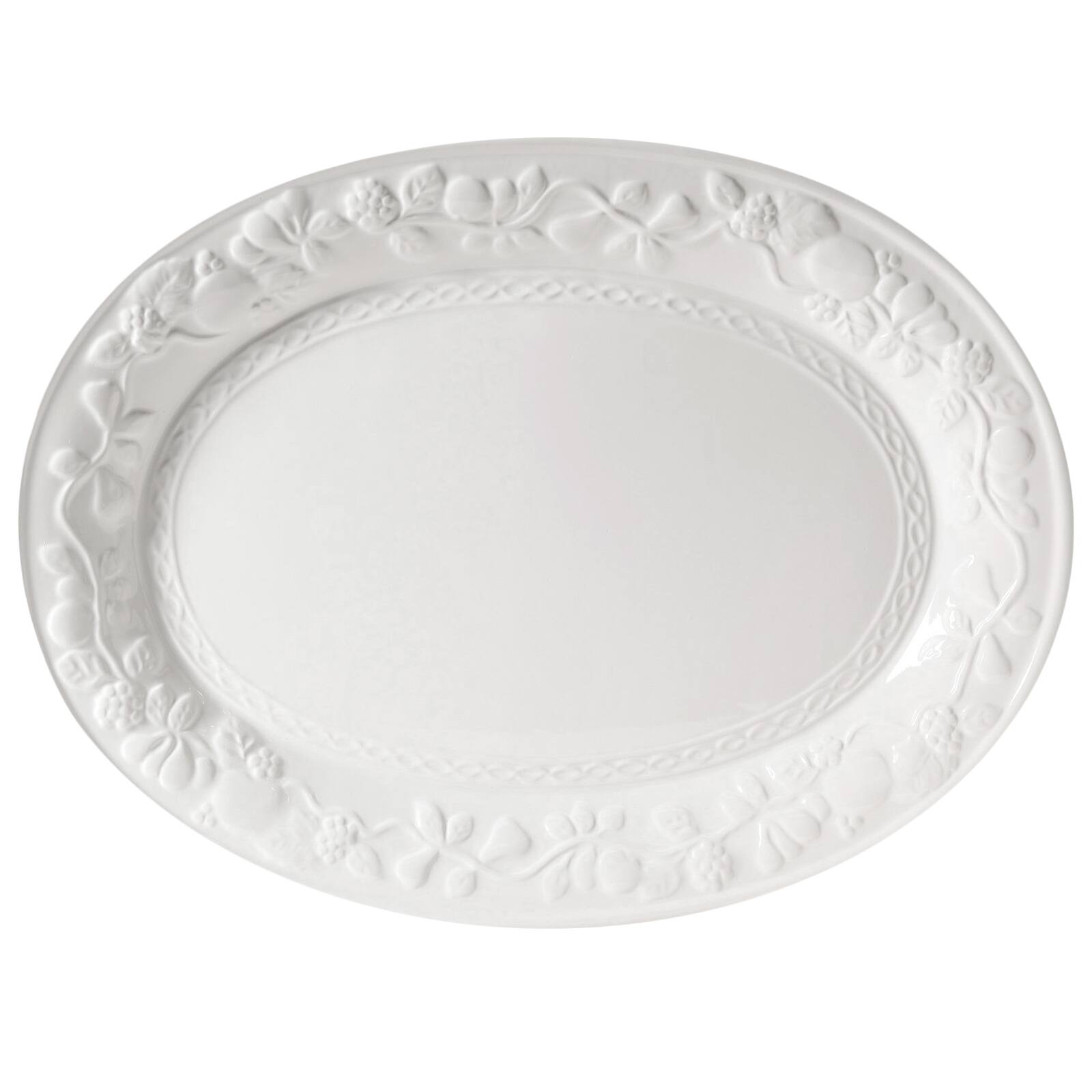 Front. Gibson - Gibson Home Fruitful 18.75 Inch Oval Platter - White.