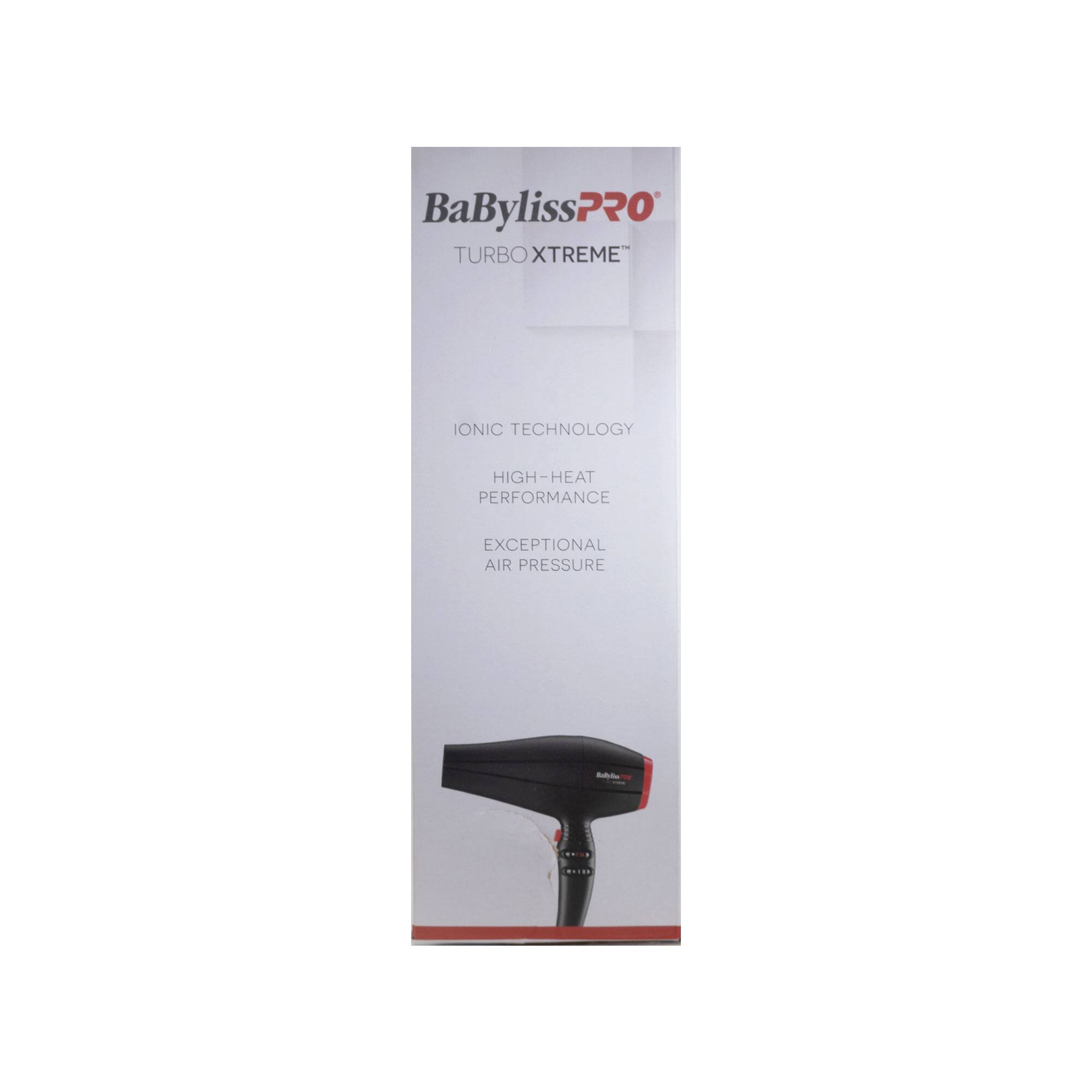 BaBylissPRO TURBO XTREME  
IONIC TECHNOLOGY  
HIGH-HEAT PERFORMANCE  
EXCEPTIONAL AIR PRESSURE