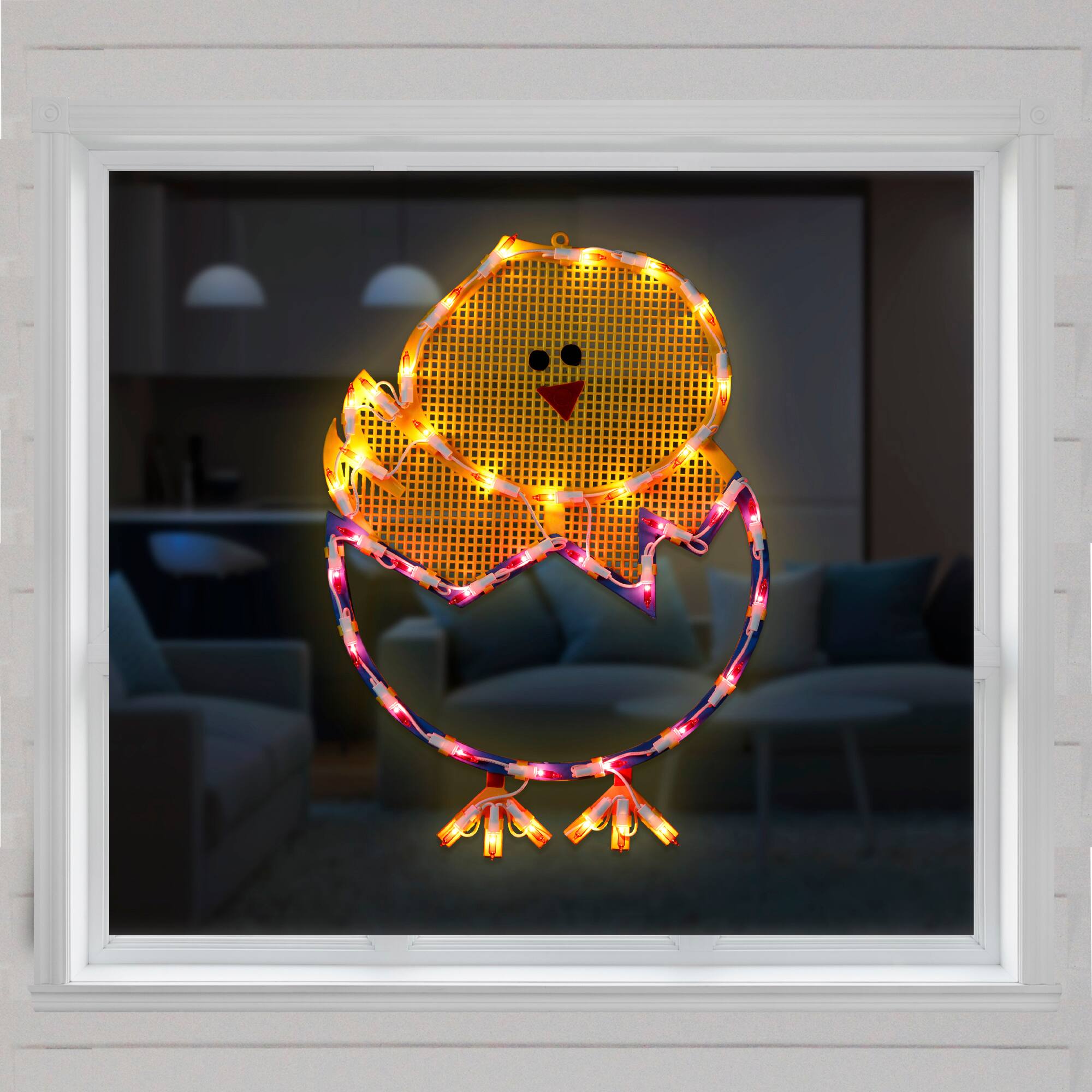 Alt View 2. Northlight - Lighted Hatching Baby Chick in Egg Easter Window Decoration - 17" - Yellow.