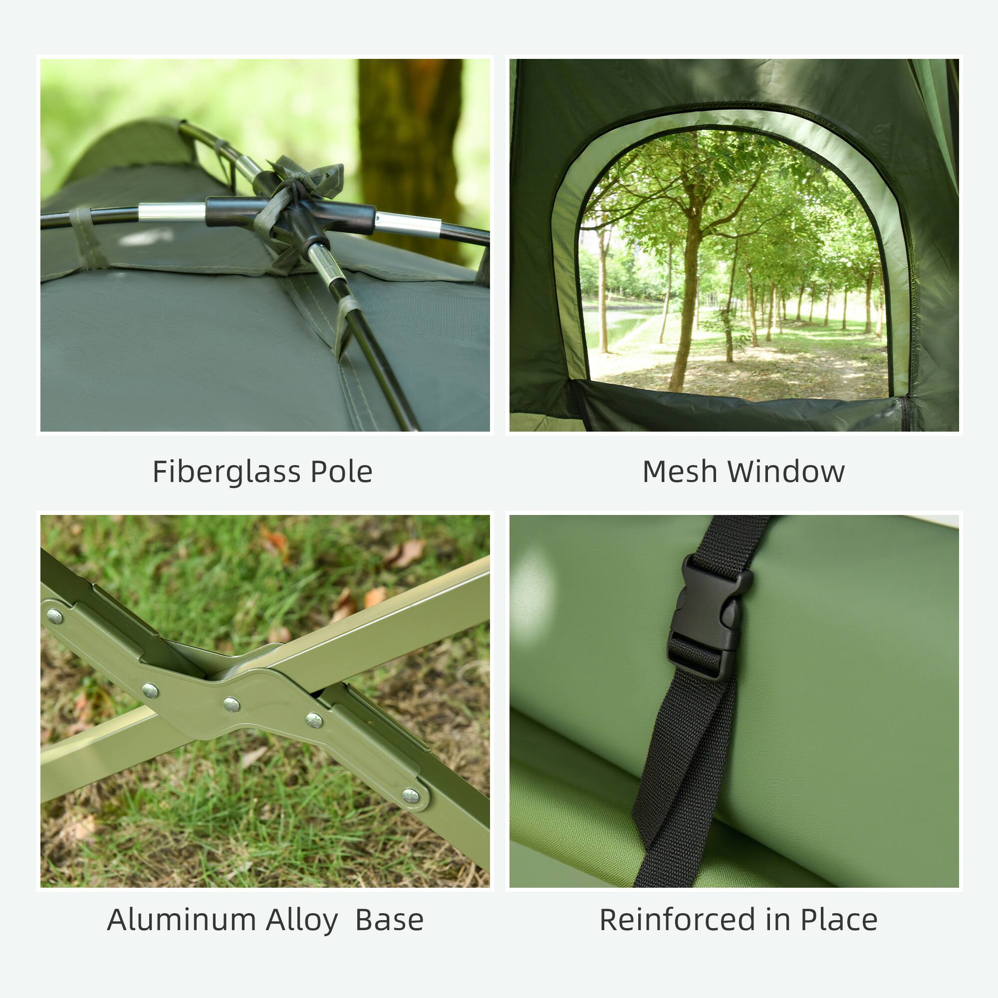 Fiberglass Pole  
Mesh Window  
Aluminum Alloy Base  
Reinforced in Place