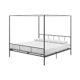 Hivvago - King size Metal Canopy Bed Frame with Headboard and Footboard - Dark Gray