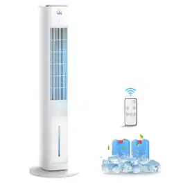 Etust - 38" Tower Oscillating Fan with Humidifier, Quiet Bedroom Cooling Fan with Timer and Evaporative Air Cooling - White