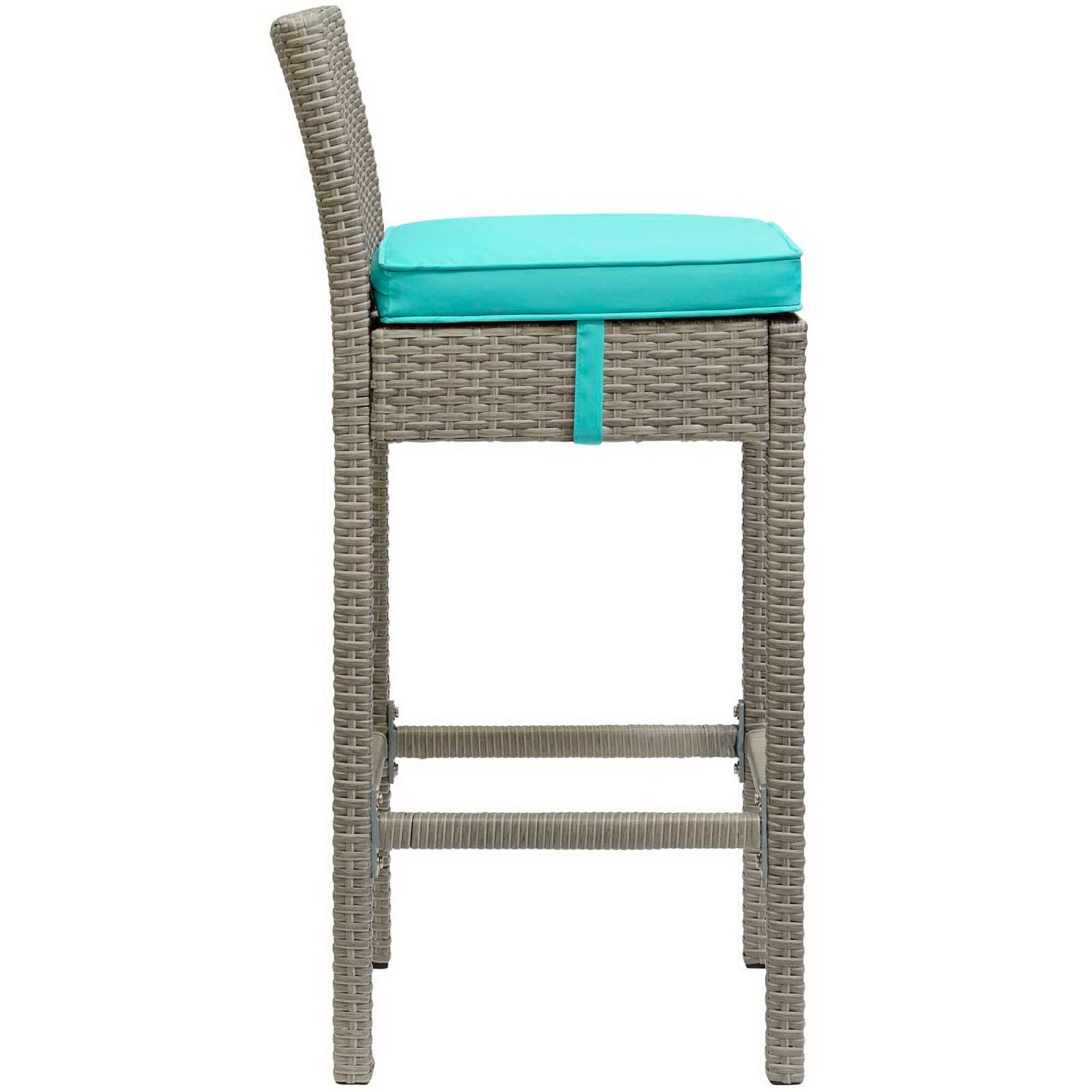 Angle. Modway - Conduit Outdoor Patio Wicker Rattan Bar Stool by Modway - Light Gray Turquoise.