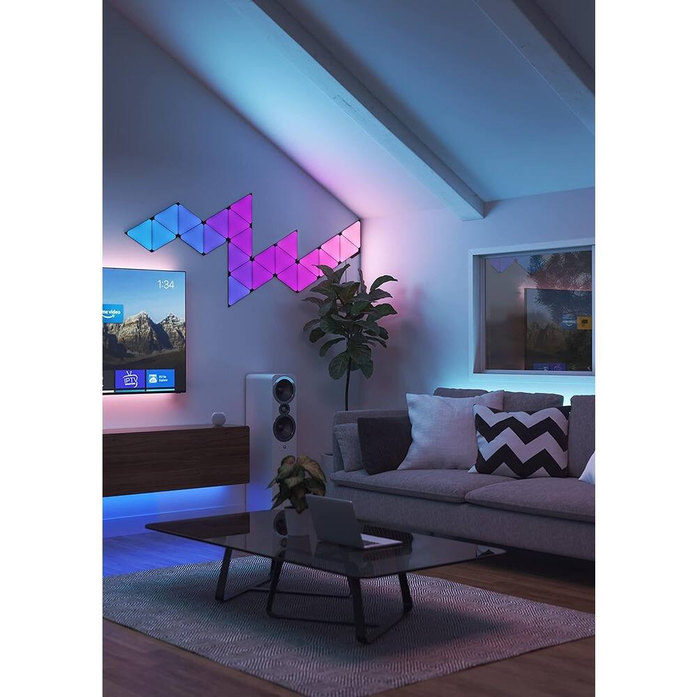 Alt View 1. Schertz - RGBW WiFi Triangle Wall Lights with Music Sync & Screen Mirror, Works with Alexa & Google Assistant, Smart LED Wall.