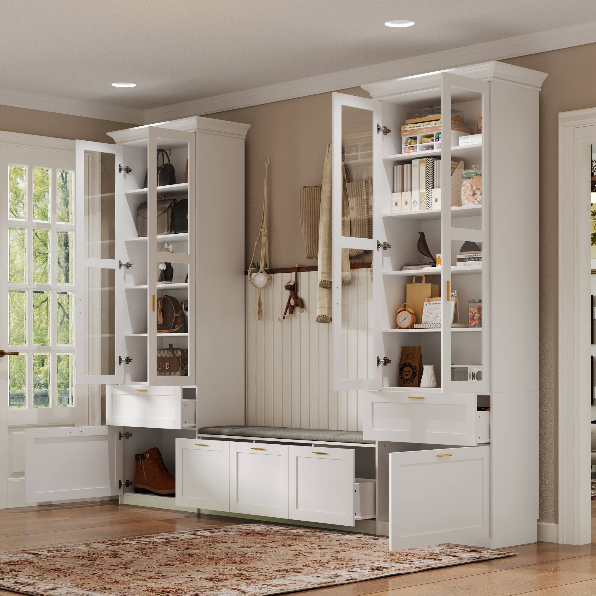 Alt View 2. Famapy - Famapy Multifunctional Display & Storage Cabinet: Safety - First Design for Elegant Organization - White.