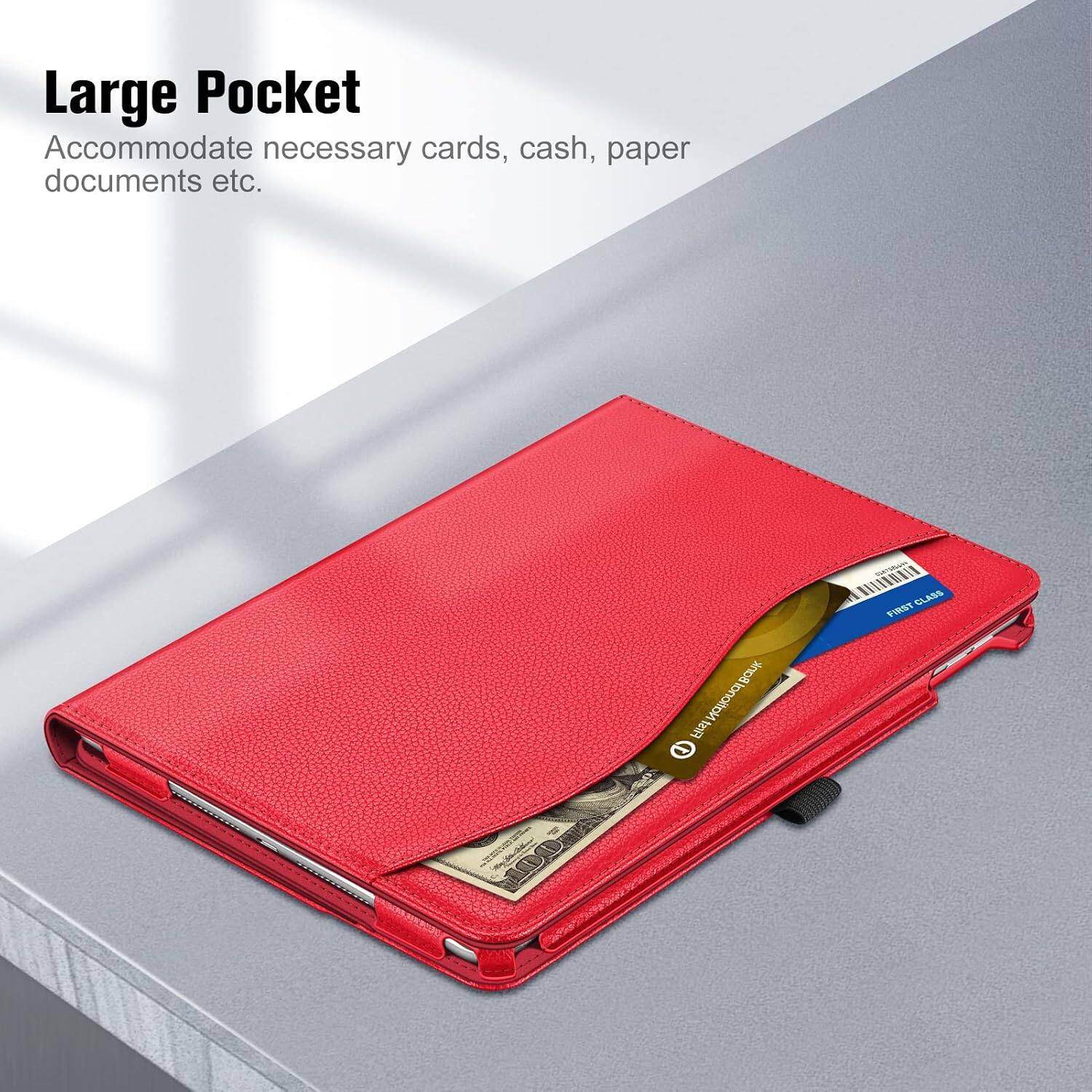 Large Pocket  
Accommodate necessary cards, cash, paper documents etc.