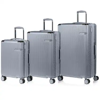 Front. Champs - Legacy 3-Piece Luggage Set - Silver.