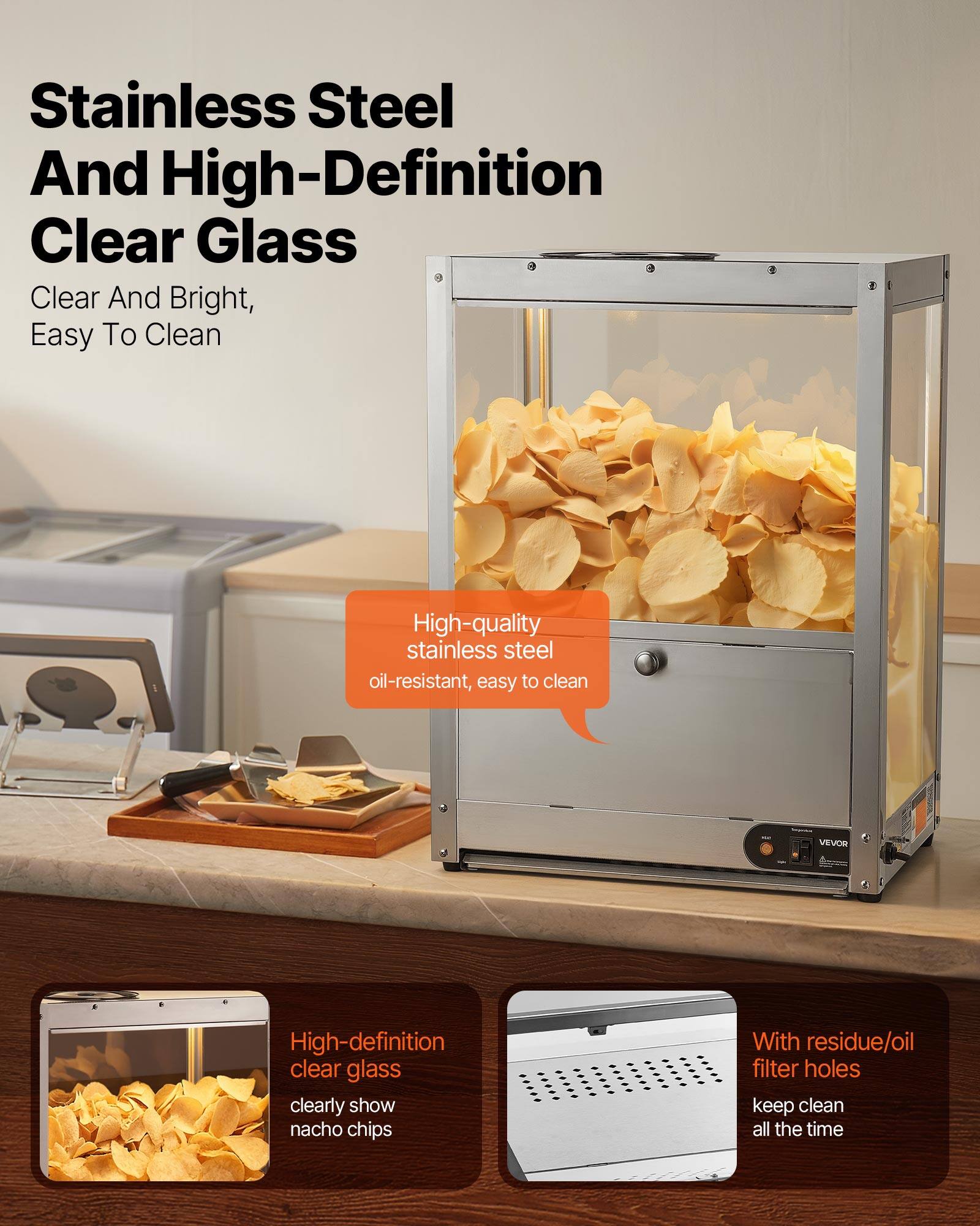 VEVOR Commercial Nacho Chip Warmer, 85QT Chip Warmer Machine with ...