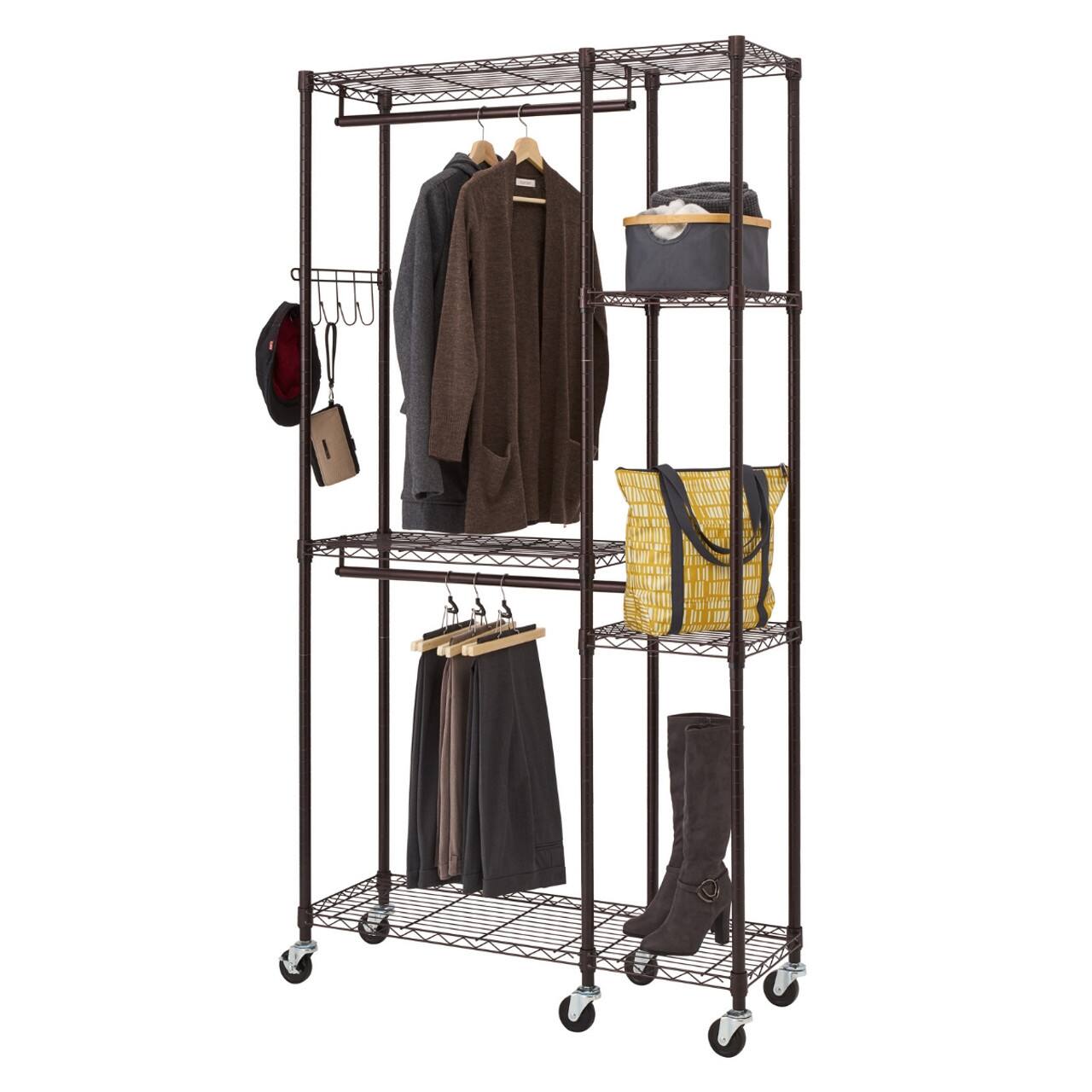 TRINITY - 41x14x76 Rolling Closet Organizer - Dark Bronze