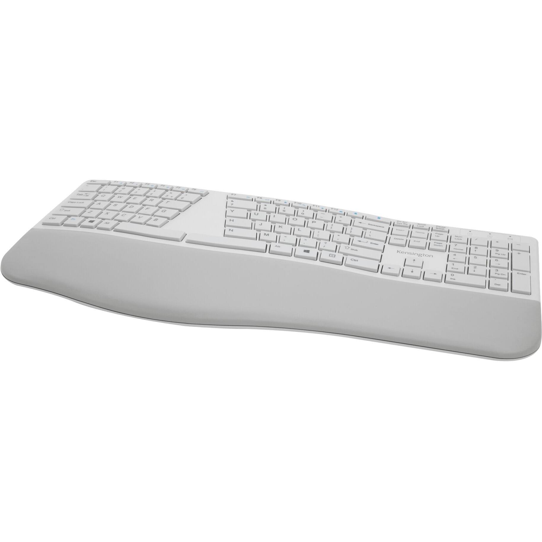 Alt View 5. Kensington - Kensington Pro Fit Ergo Wireless Keyboard-Gray - Wireless Connectivity - Bluetooth/RF - 2.40 GHz - USB Interface - Gray - Gray.