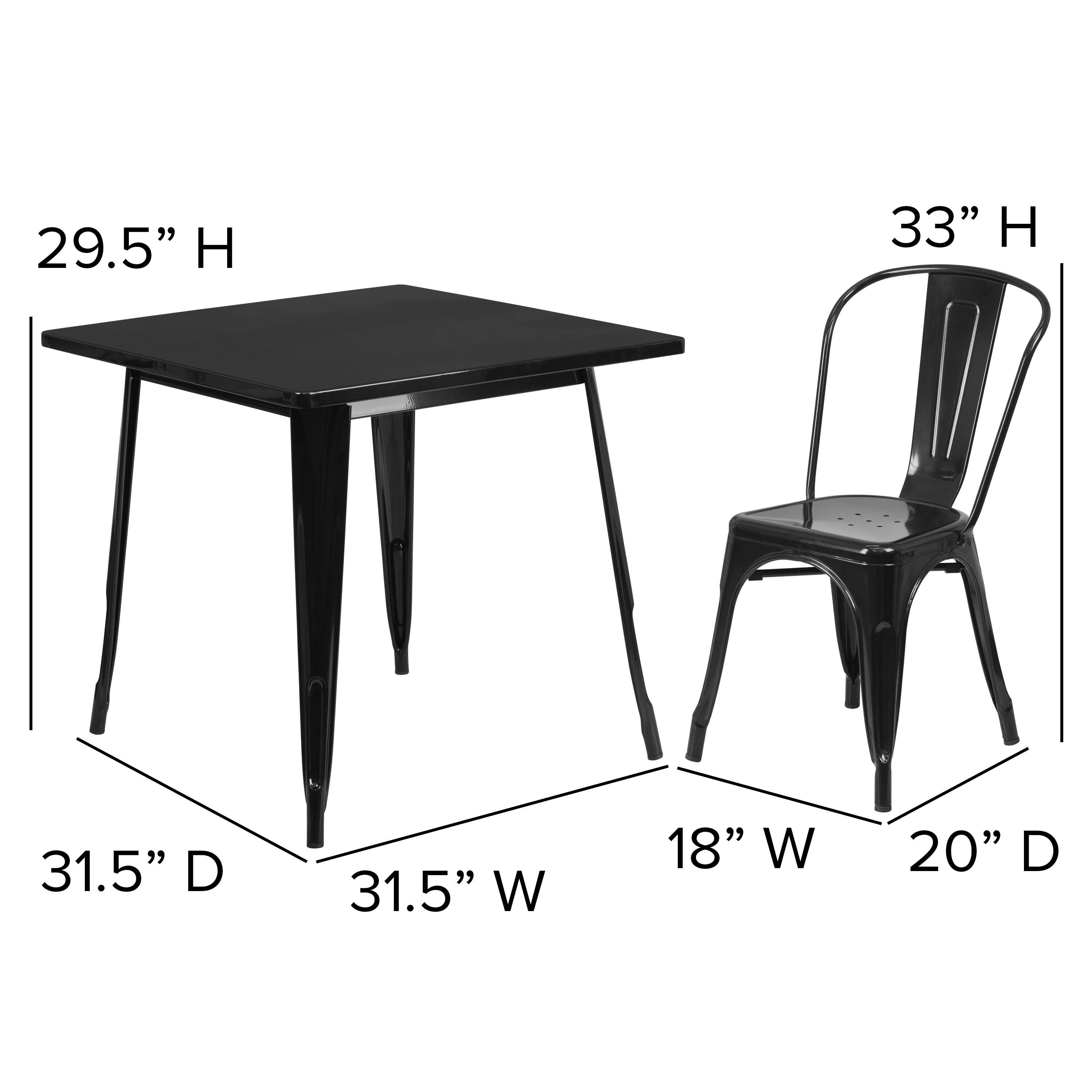29.5" H  
33" H  
31.5" D  
31.5" W  
18" W  
20" D