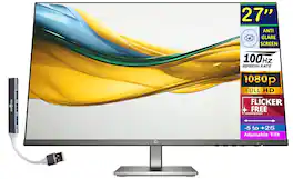 HP - 27" IPS FHD Monitor, Anti-Glare, Flicker Free, 300 nits Brightness, VGA, HDMI & DKZ Hub, Color - Black/Metal Gray