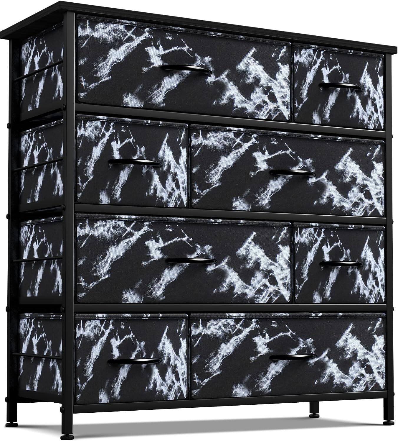 Front. Sorbus - Sorbus Dresser with 8 Drawers - Storage Chest Organizer with Steel Frame, Wood Top, Handles, Fabric Bins - Marble black.
