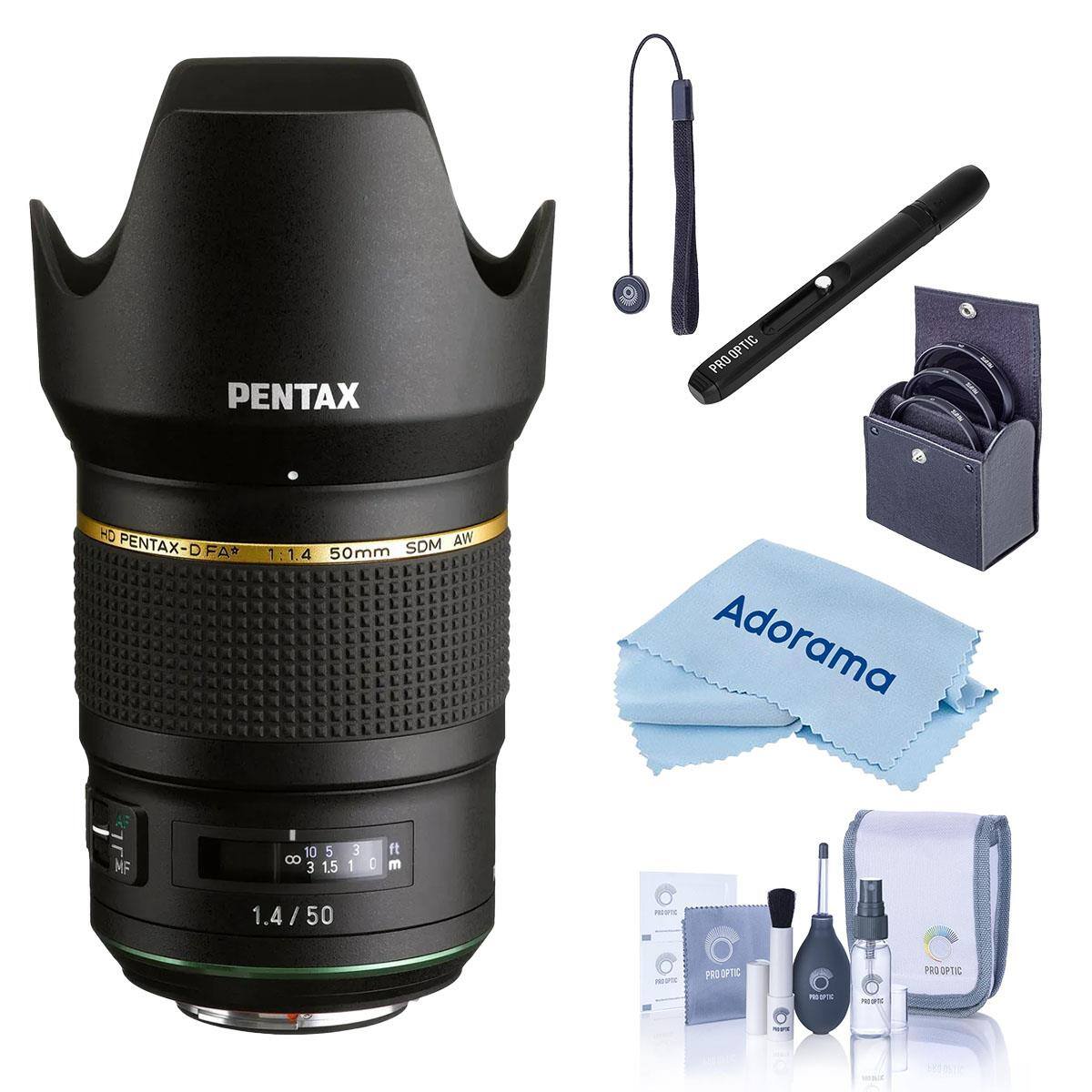 PENTAX  
PRO OPTIC  
HD WA PENTAX-DFA* 1:1.4 50mm SDM  
Adorama  
MF  
10 5 8 3 1.5  
3 1  
[  
ft m  
1.4/50  
PRO OPTIC  
PRO OPTIC  
RESPIE  
prod  
insit