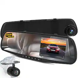 Pyle - Dash Cam Front and Rear - HD 720p, Dual Camera Car Video System, Night Vision, G-Sensor, Waterproof (PLCMDVR49)